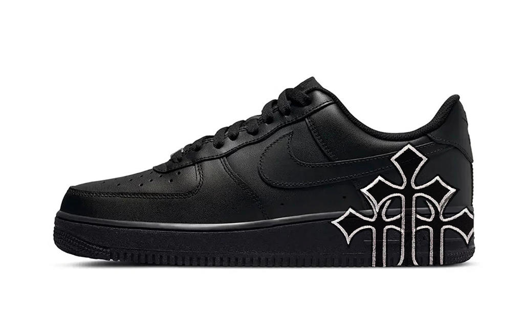 Air Force 1 Low Triple Black Chrome Hearts Silver 1