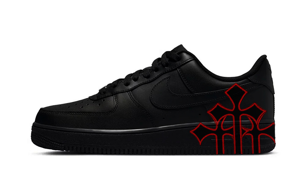 Air Force 1 Low Triple Black Chrome Hearts Red 1