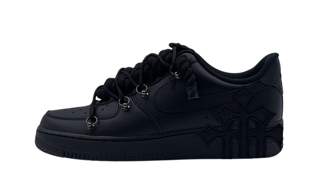 Air Force 1 Low Triple Black Double Laces Chrome Hearts Black 1