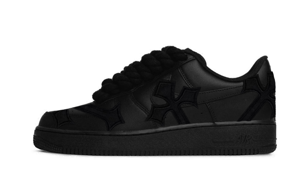 Air Force 1 Low Triple Black Rope Laces Chrome Hearts Black 2 1