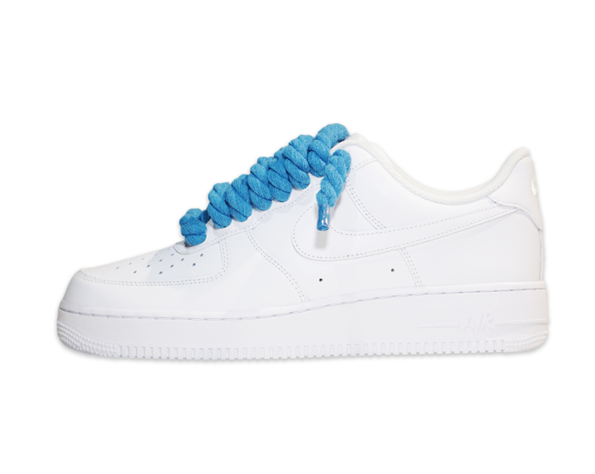 Air Force 1 Low Triple White Rope Laces Blue 1