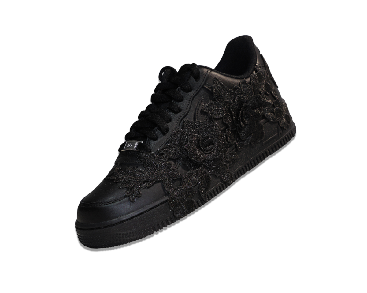Air Force 1 Low Triple Black Flower Pure Black 3