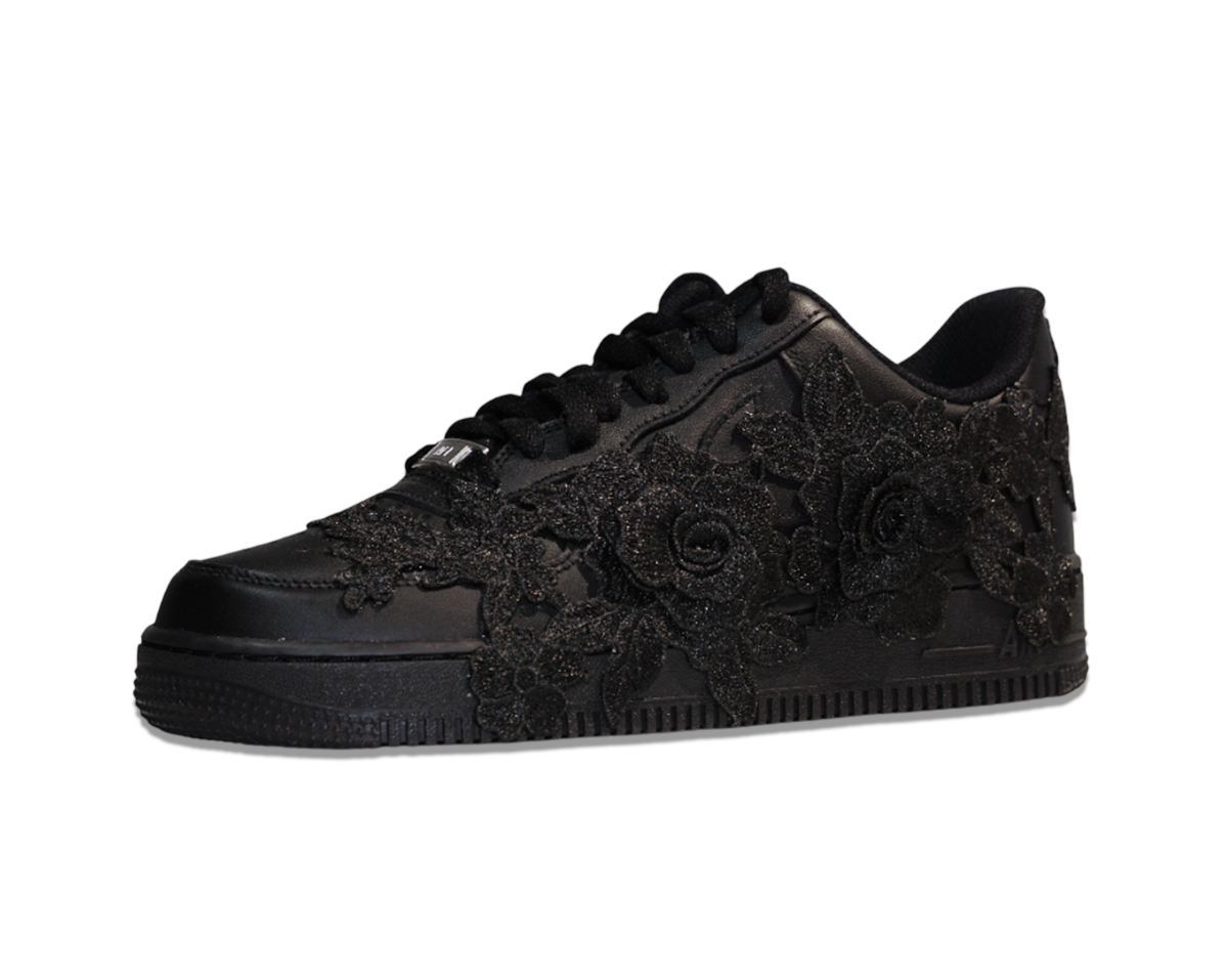 Air Force 1 Low Triple Black Flower Pure Black 2