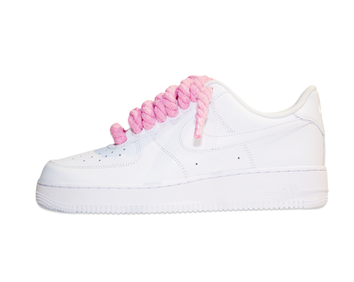 Air Force 1 Low Triple White Rope Laces Pink 1
