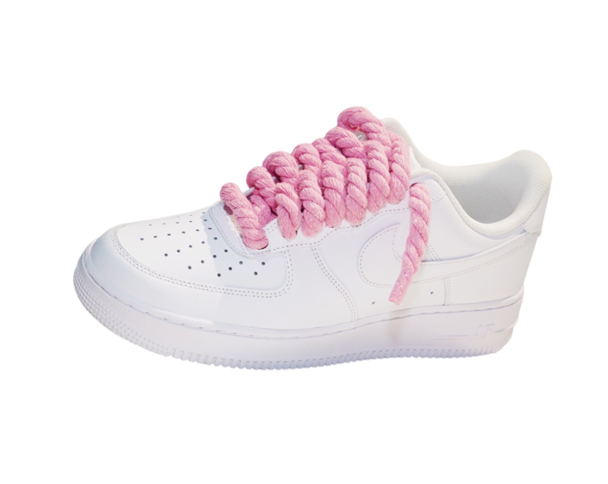 Air Force 1 Low Triple White Rope Laces Pink 2