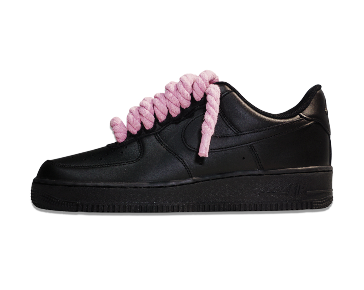 Air Force 1 Low Triple Black Rope Laces Pink 1
