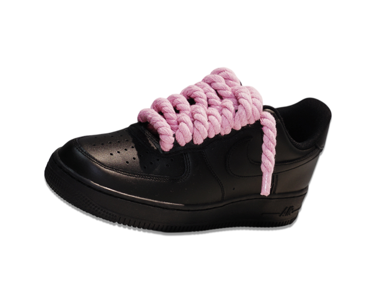 Air Force 1 Low Triple Black Rope Laces Pink 2
