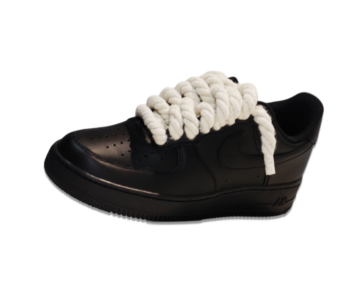 Air Force 1 Low Triple Black Rope Laces Beige 2