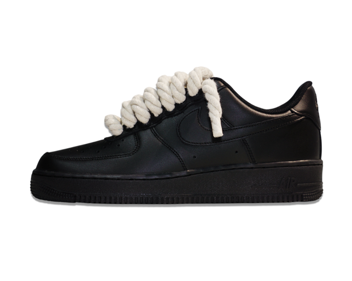 Air Force 1 Low Triple Black Rope Laces Beige 1
