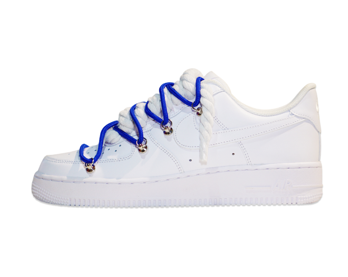 Air Force 1 Low Triple White Double Laces Blue 1