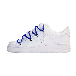 Air Force 1 Low Triple White Double Laces Blue