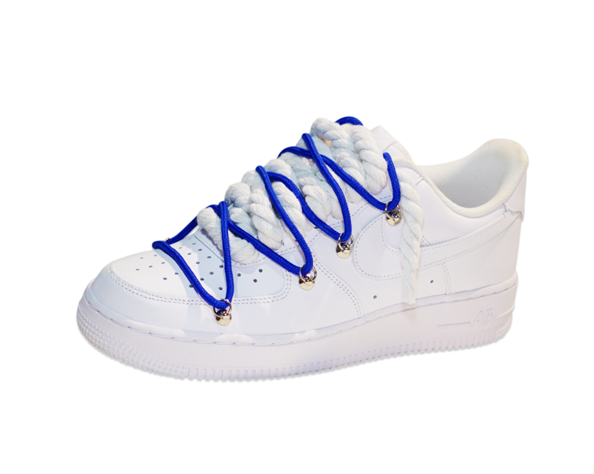 Air Force 1 Low Triple White Double Laces Blue 2