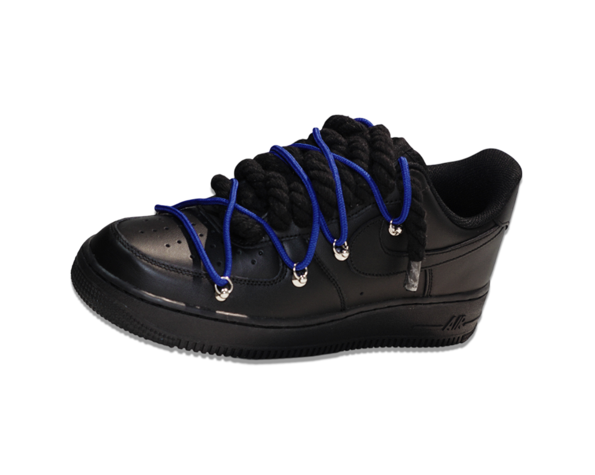 Air Force 1 Low Triple Black Double Laces Azul 2