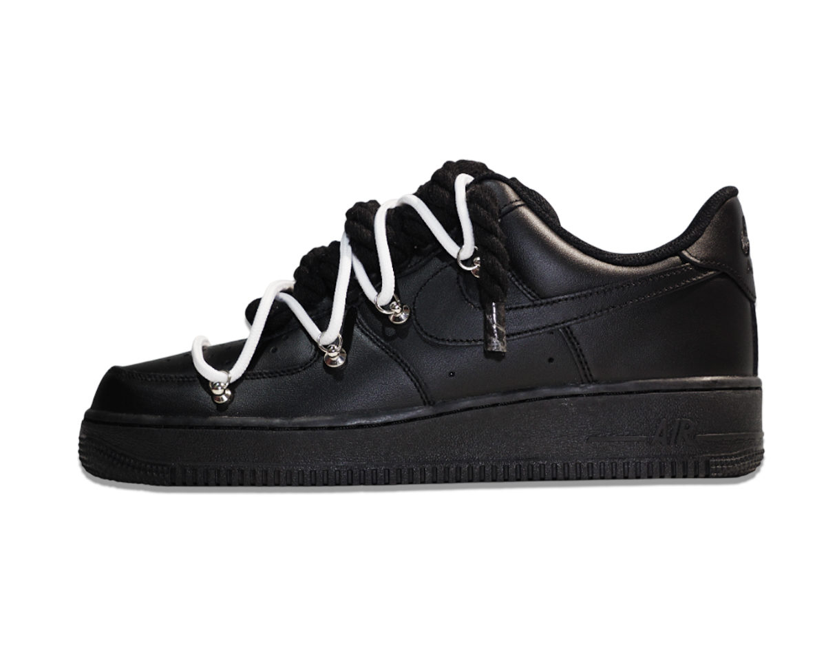 Air Force 1 Low Triple Black Double Laces White 1