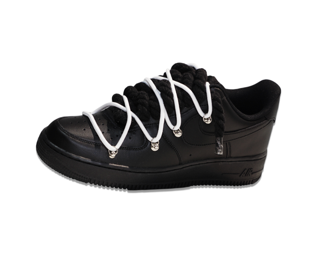 Air Force 1 Low Triple Black Double Laces White 2