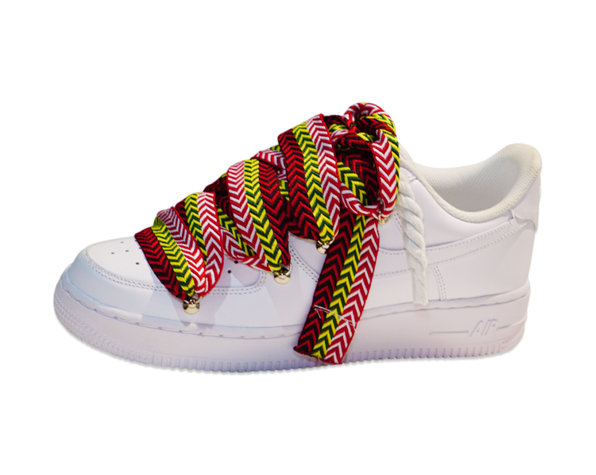 Air Force 1 Low Triple White Lanvin Laces Red 2