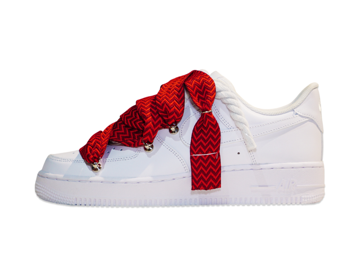Air Force 1 Low Triple White Lanvin Laces Red Red 1