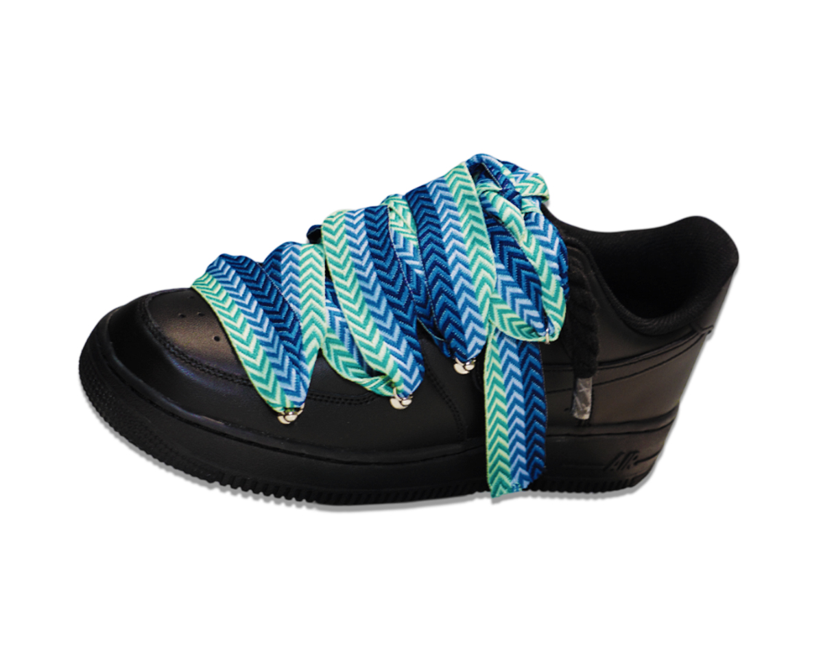 Air Force 1 Low Triple Black Lanvin Laces Blue 2