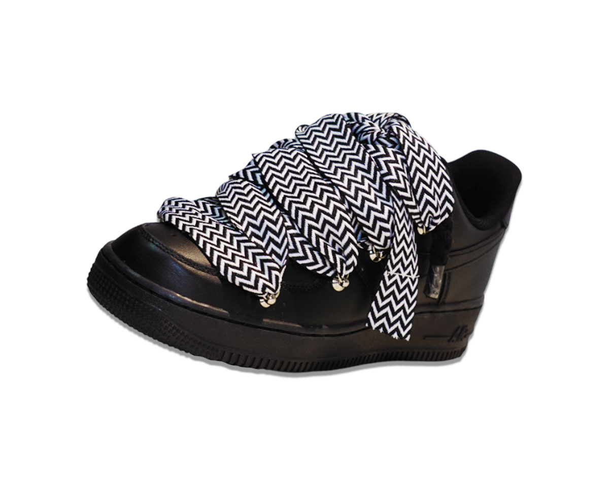 Air Force 1 Low Triple Black Lanvin Laces Black White 2