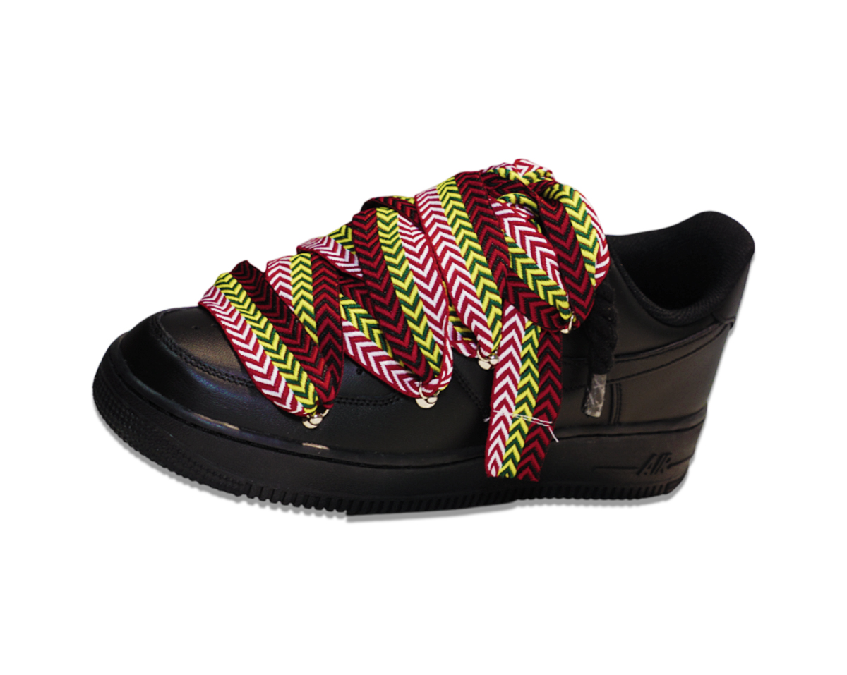 Air Force 1 Low Triple Black Lanvin Laces Red 2