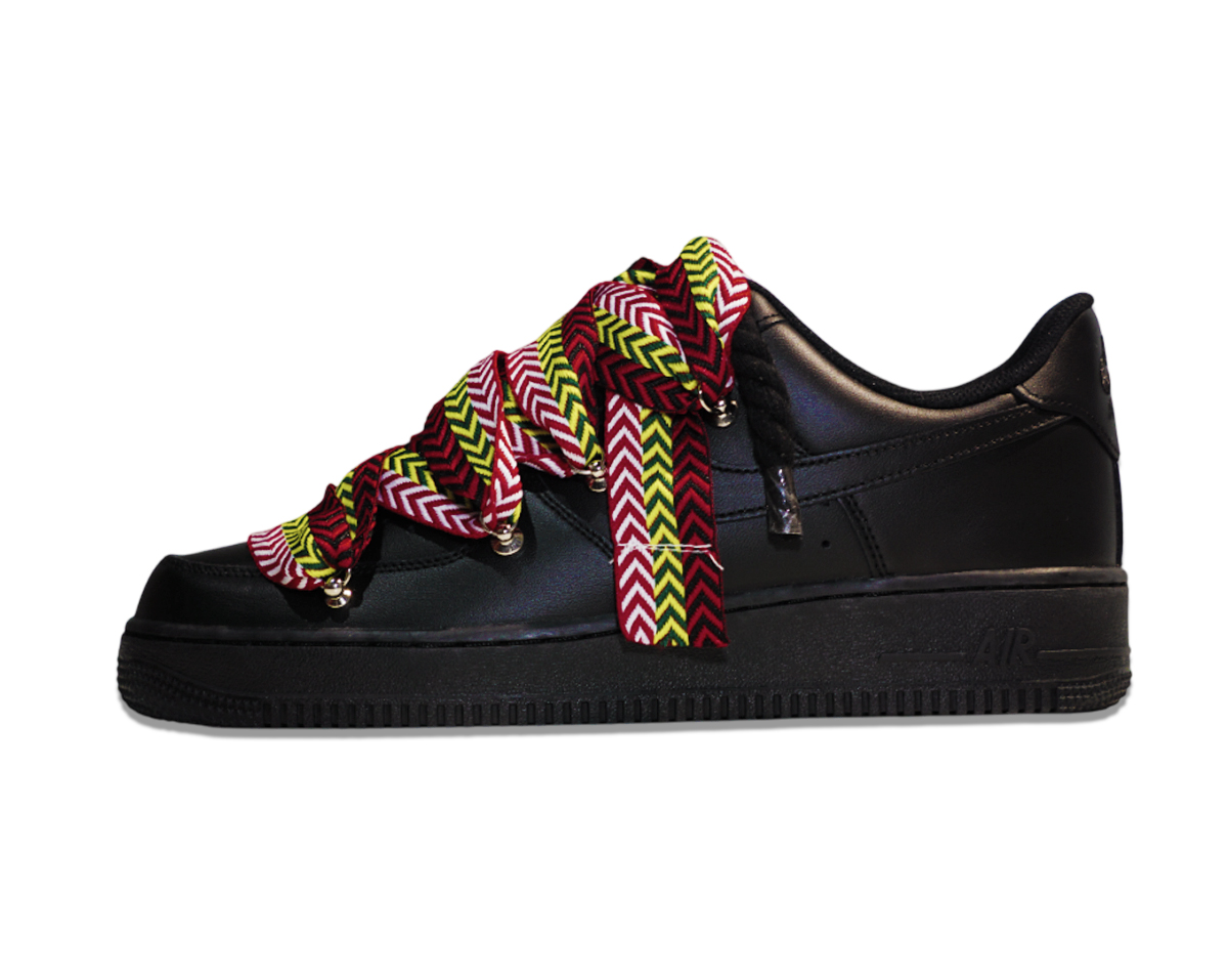 Air Force 1 Low Triple Black Lanvin Laces Red 1