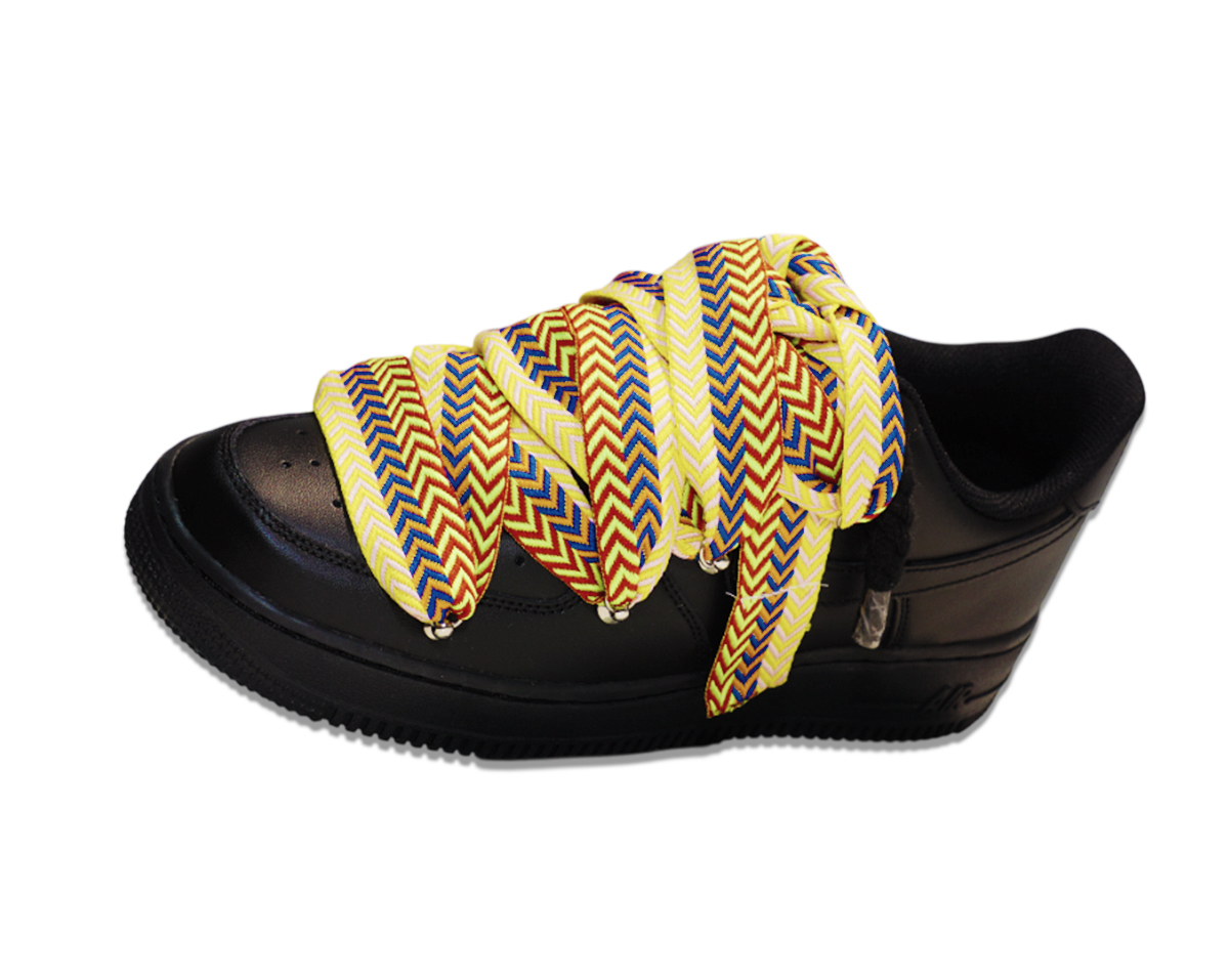 Air Force 1 Low Triple Black Lanvin Laces Yellow 2