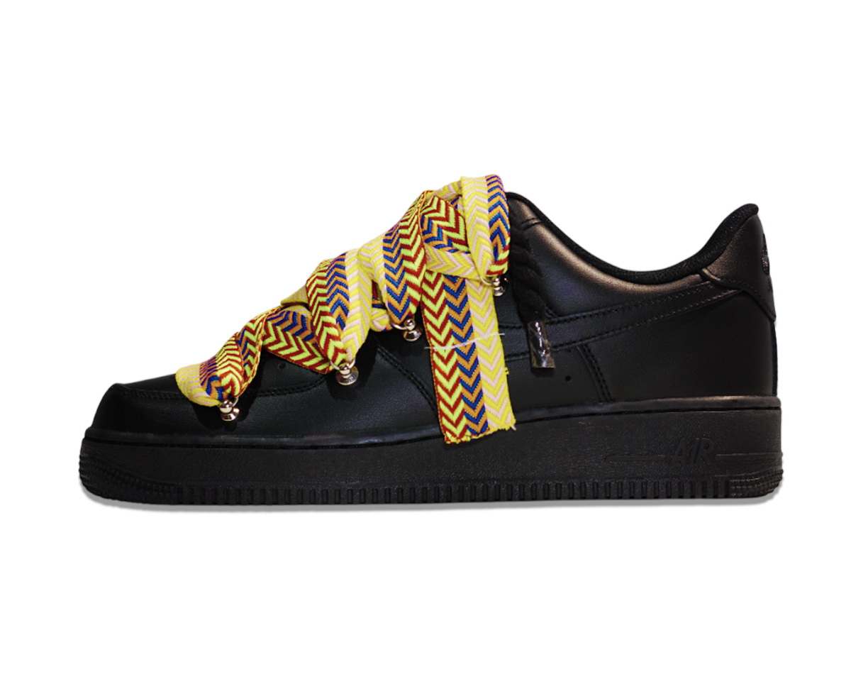 Air Force 1 Low Triple Black Lanvin Laces Yellow 1
