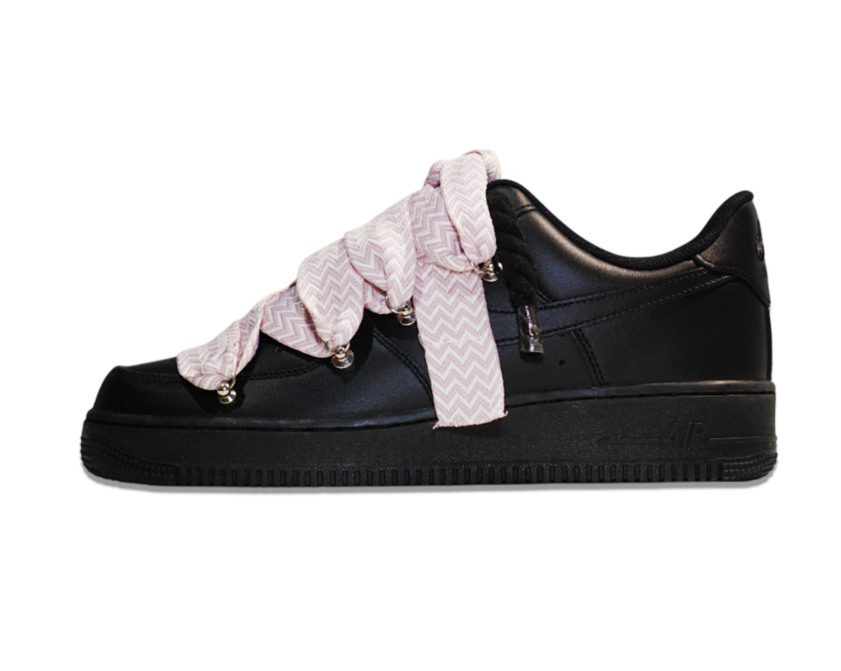 Air Force 1 Low Triple Black Lanvin Laces Pink 1