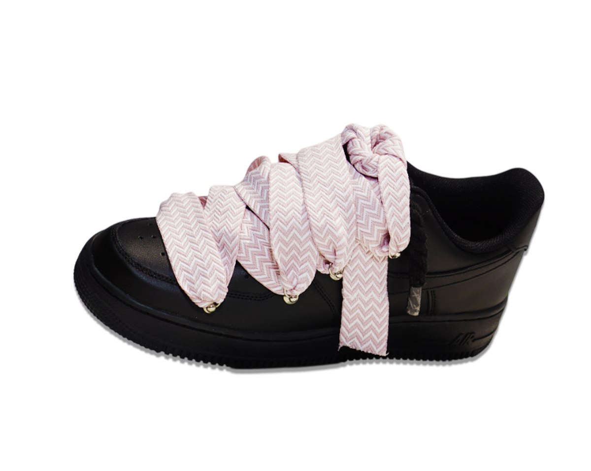 Air Force 1 Low Triple Black Lanvin Laces Pink 2