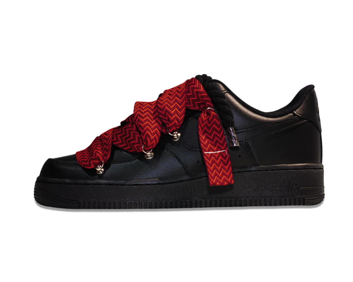 Air Force 1 Low Triple Black Lanvin Laces Red Red 1