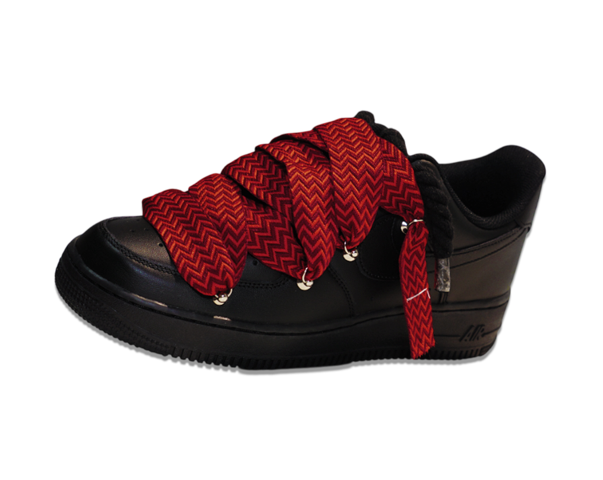 Air Force 1 Low Triple Black Lanvin Laces Red Red 2