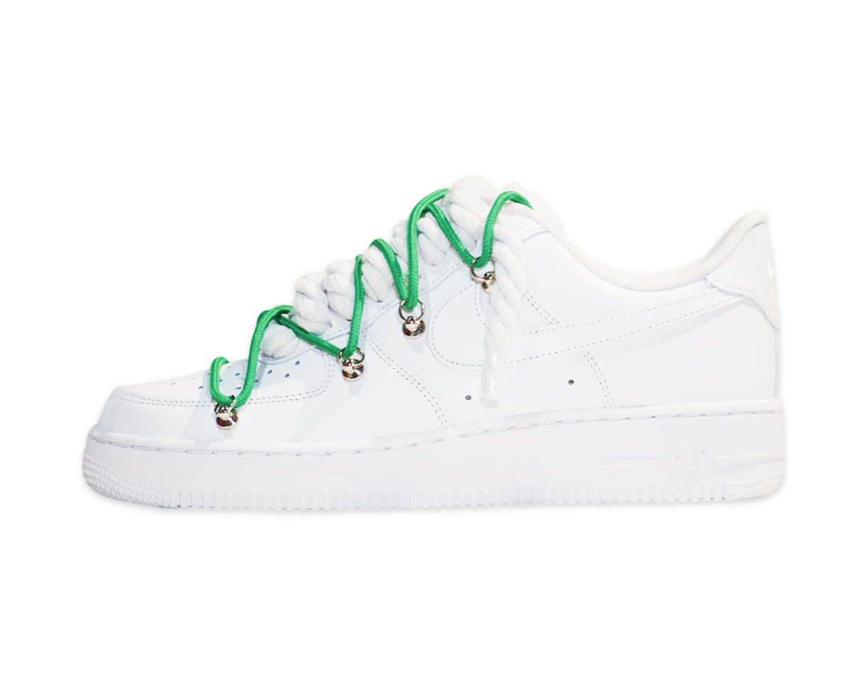 Air Force 1 Low Triple White Double Laces Green 1
