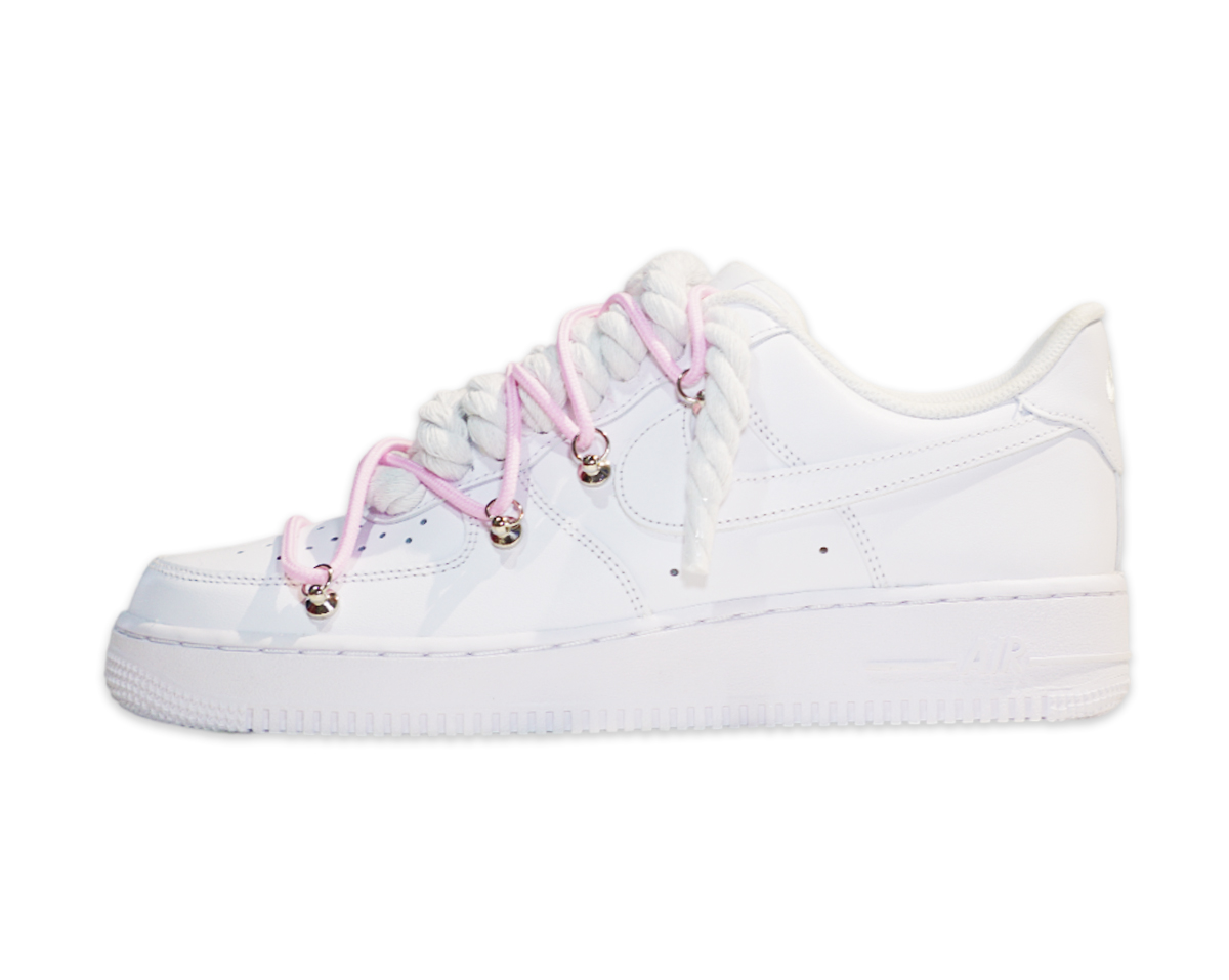 Air Force 1 Low Triple White Double Laces Pink 1