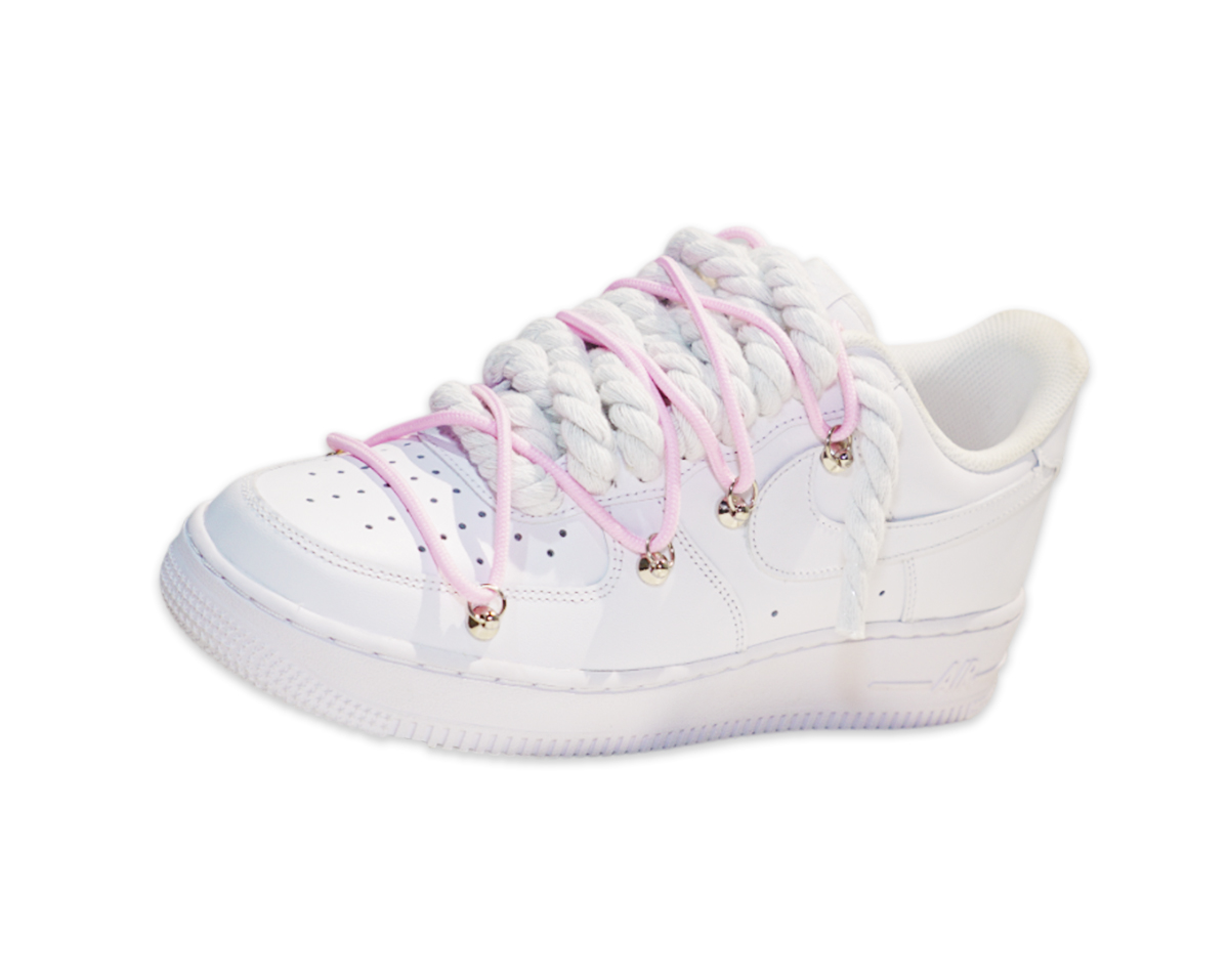 Air Force 1 Low Triple White Double Laces Pink 2