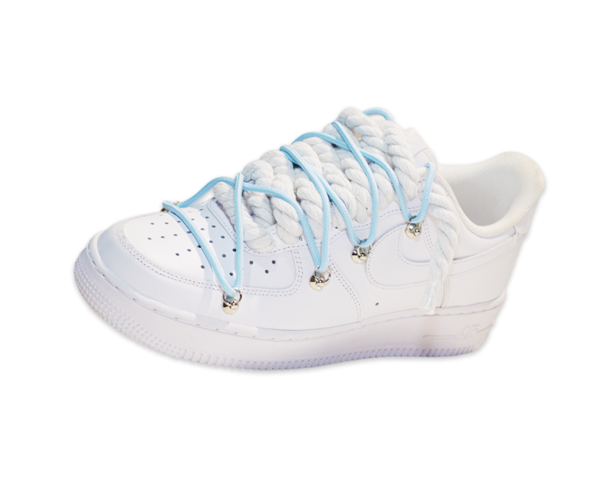 Air Force 1 Low Triple White Double Laces Light Blue 2