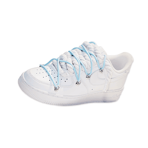 Air Force 1 Low Triple White Double Laces Light Blue