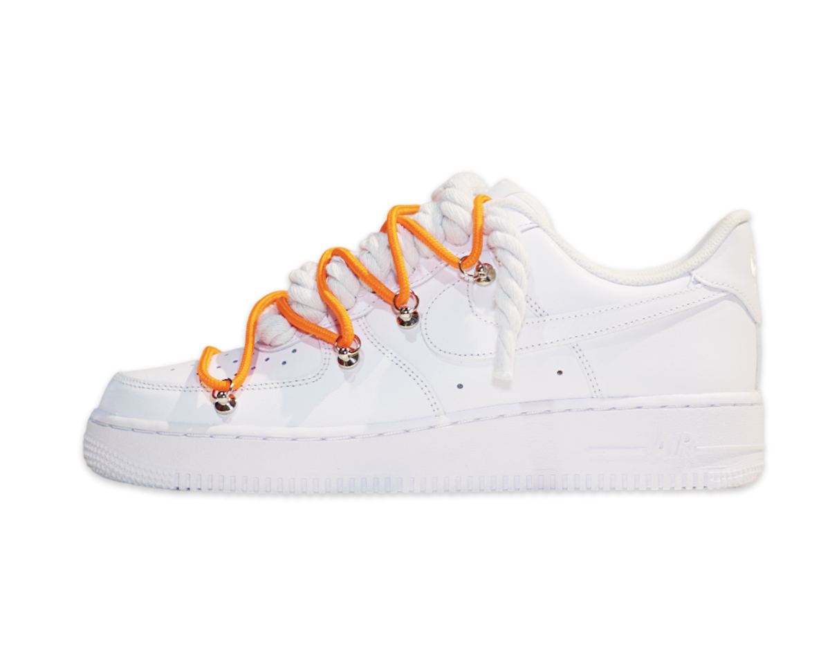 Air Force 1 Low Triple White Double Laces Orange 1
