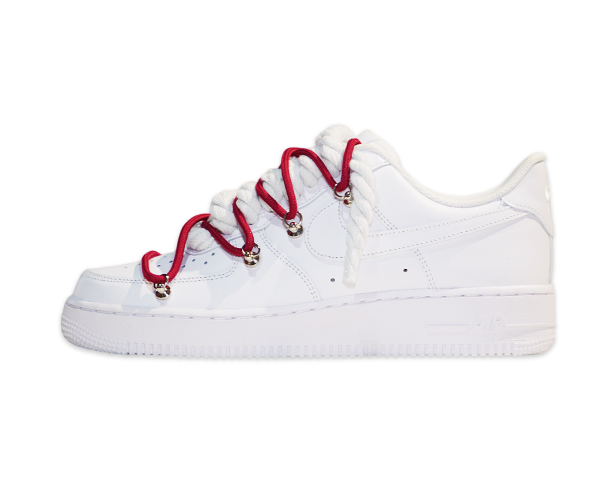 Air Force 1 Low Triple White Double Laces Red 1