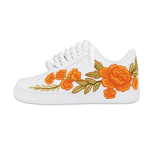 Air Force 1 Low Triple White Rope Laces White Flower Orange