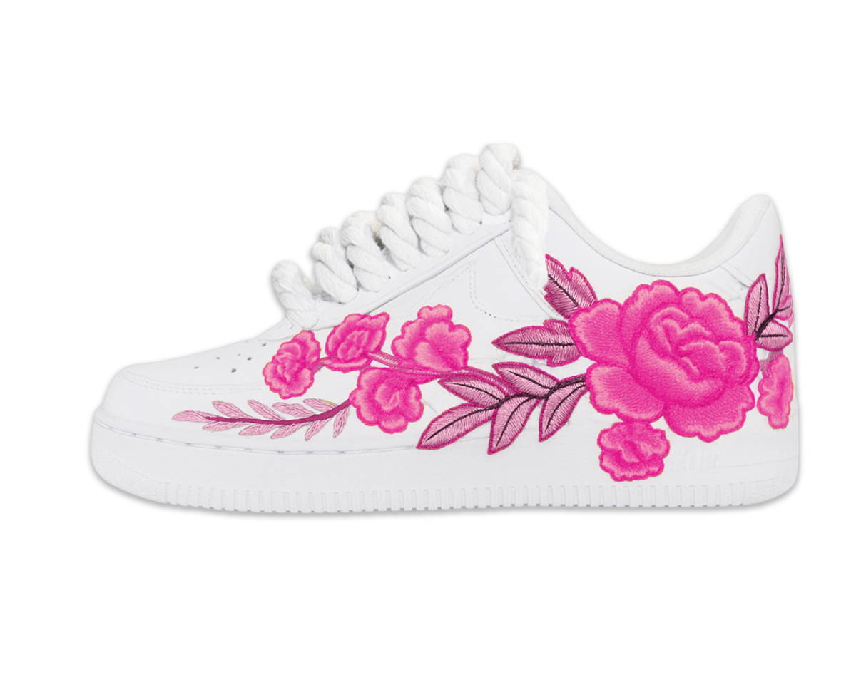 Air Force 1 Low Triple White Rope Laces White Flower Pink 1