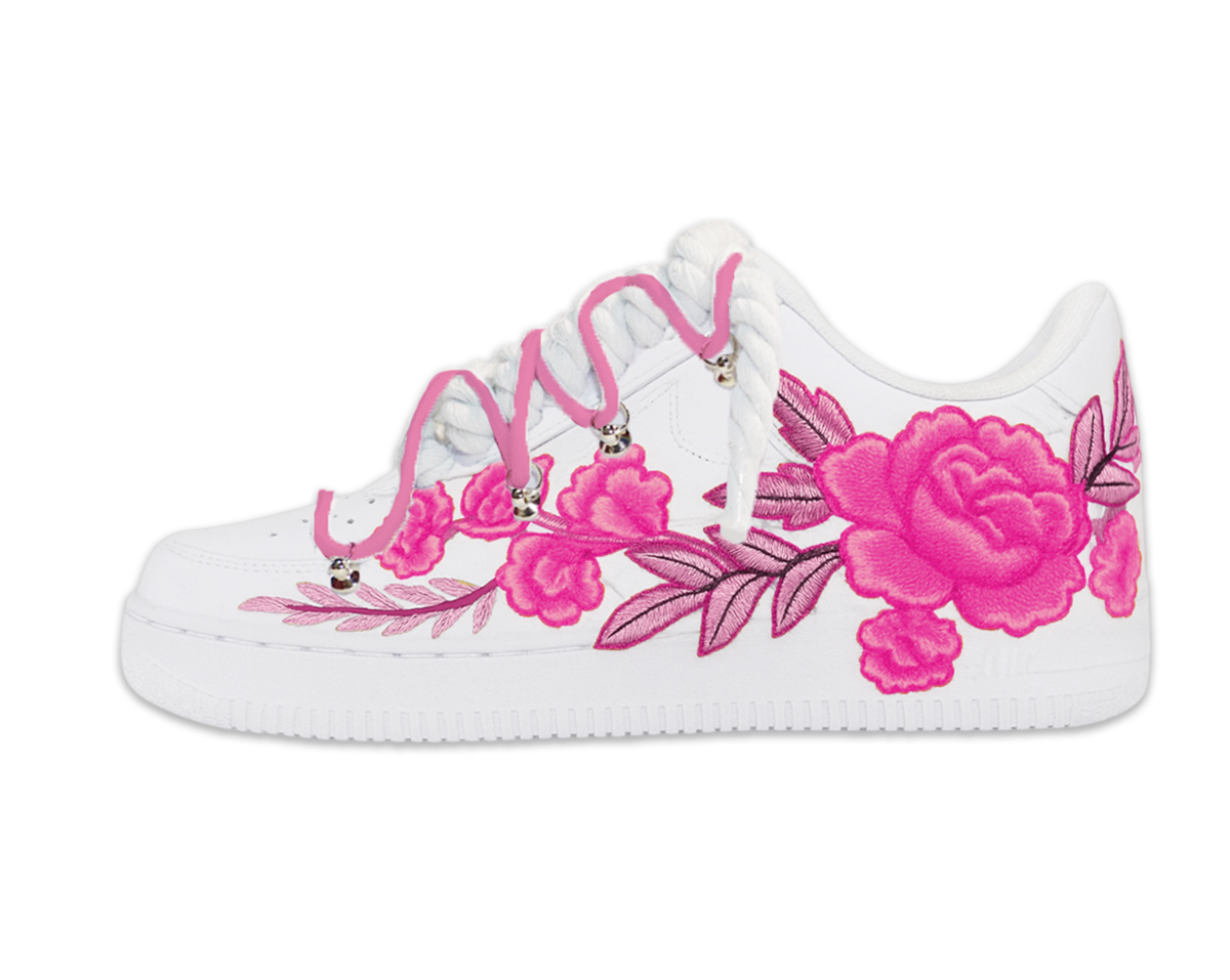 Air Force 1 Low Triple White Double Laces Pink Flower Pink 1