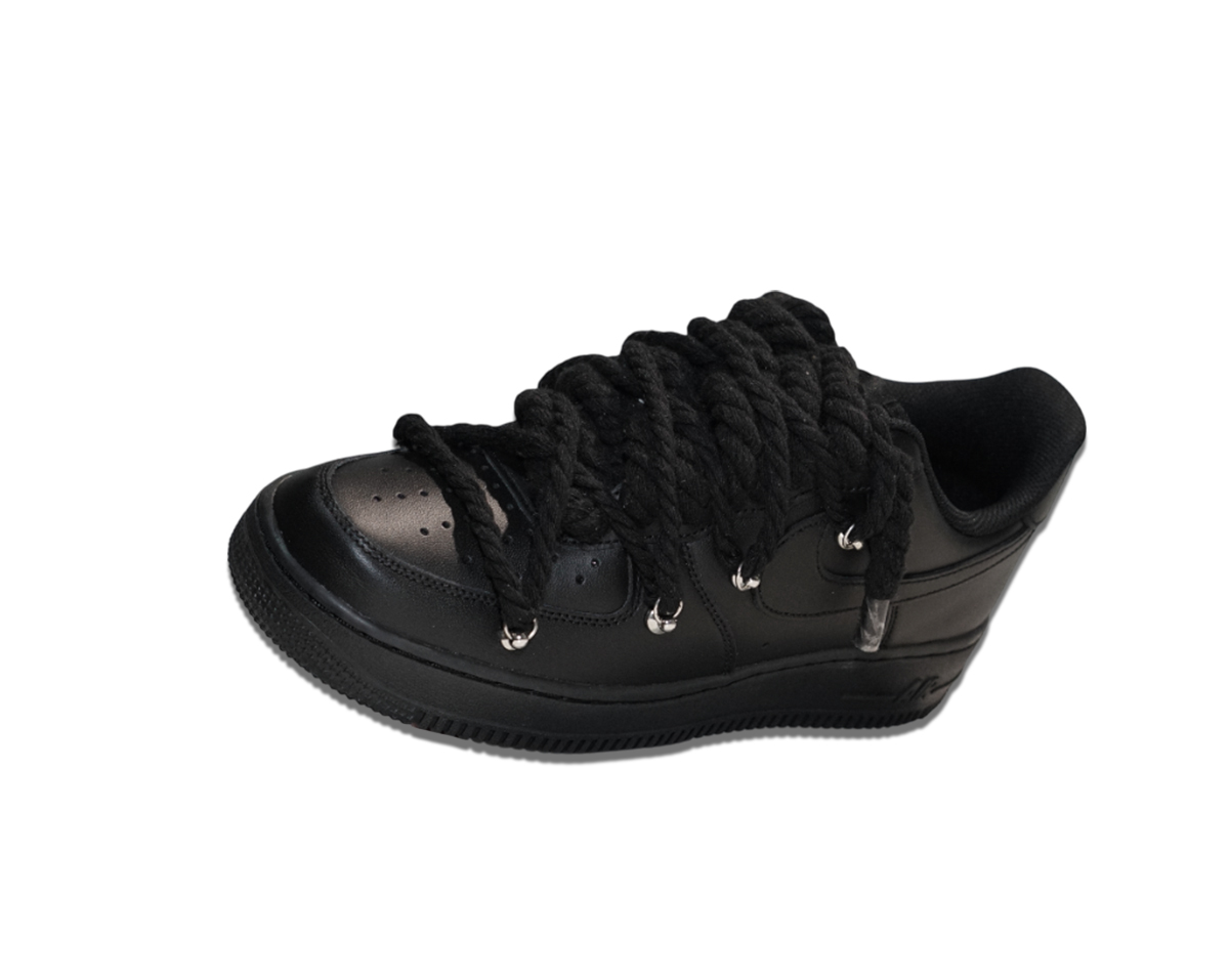 Air Force 1 Low Triple Black Double Rope Laces Black 2