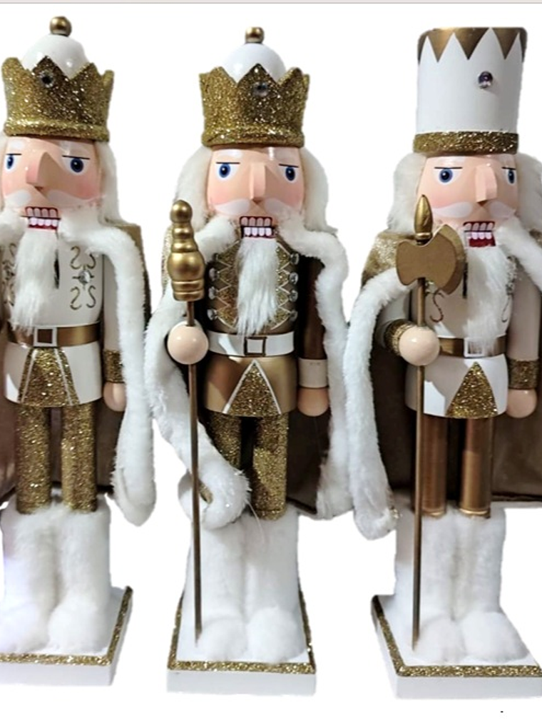 Cascanueces blanco y dorado 38 CM (Set 3 unidades) 1