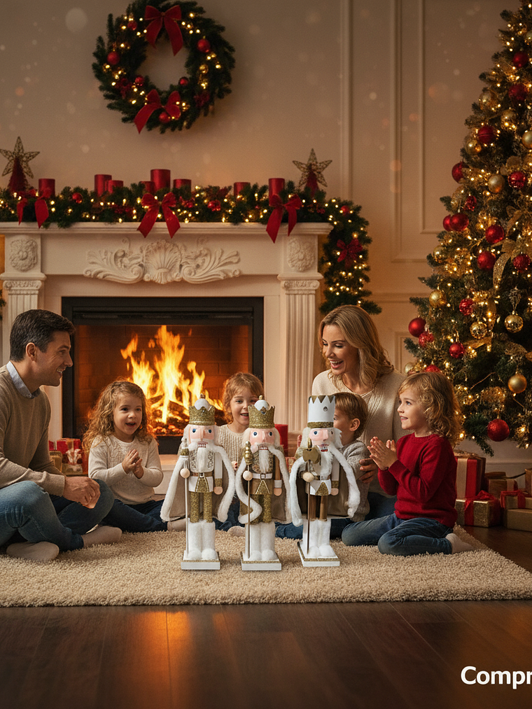 Cascanueces blanco y dorado 38 CM (Set 3 unidades) 2