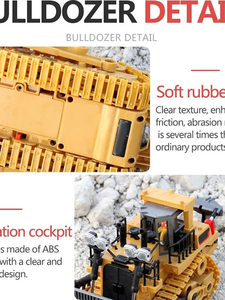 Miniatura XZ5 Tractor de Orugas Bulldozer Escala 1:24 10