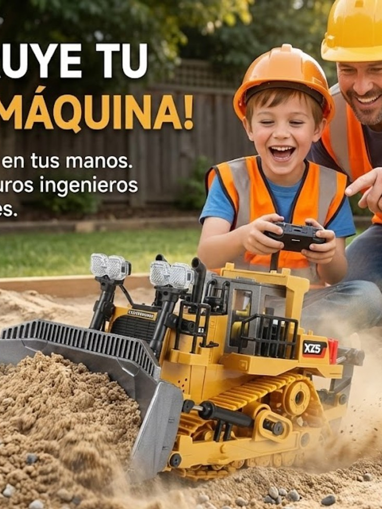 Miniatura XZ5 Tractor de Orugas Bulldozer Escala 1:24 2
