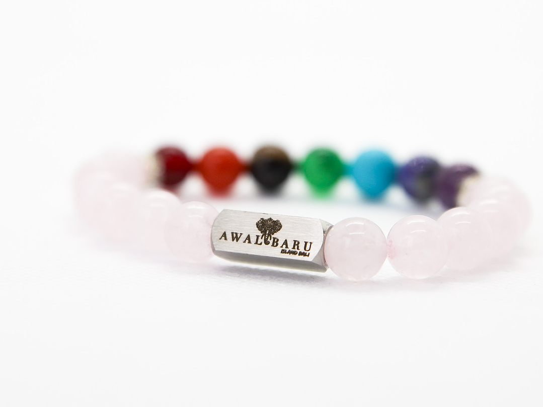 Pulsera Siete Chakras_Cuarzo Rosa 1