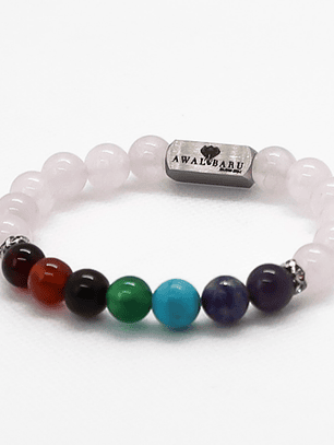Pulsera Siete Chakras_Cuarzo Rosa