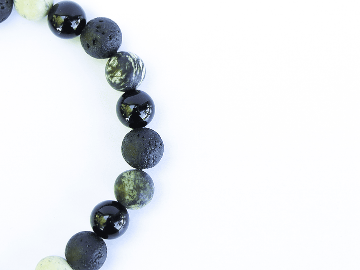 Pulsera Serpentina, Ónix y Piedra Volcánica 4