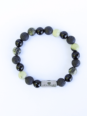 Pulsera Serpentina, Ónix y Piedra Volcánica